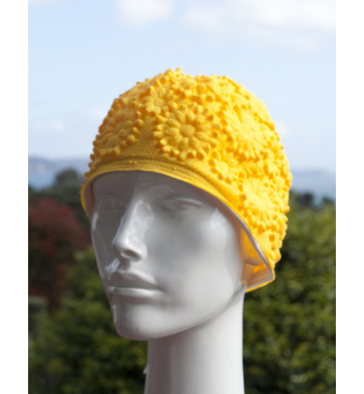 Retro Daisy swim cap-Yellow