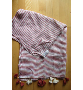 Linen Stripe Kaftan-Rust