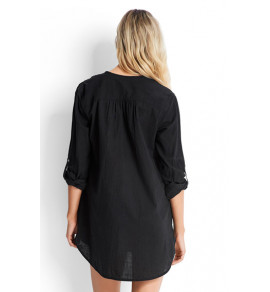 Boyfriend Beach Shirt-Blk
