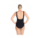 Textured Surplice Cross Over Black Swimsuit
