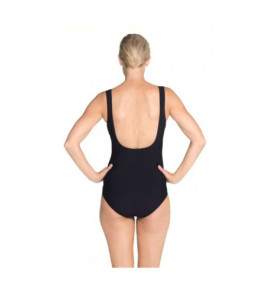 Textured Surplice Cross Over Black Swimsuit
