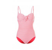Riviera Stripe Halter Swimsuit-Red