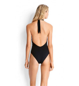 Lace Up Halter Maillot