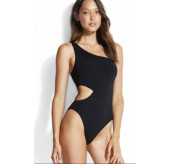 One Shoulder Swimsuit-Blk