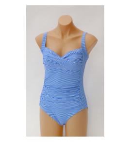 Ticking Stripe Cross Front D Cup Swimsuit
