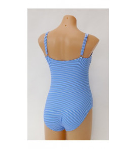 Ticking Stripe Cross Front D Cup Swimsuit