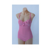 Riviera Stripe Halter Swimsuit-Red