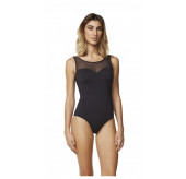 Mesh Neck Swimsuit-Blk Mesh