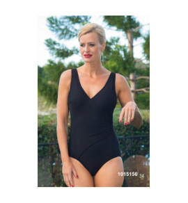Textured Surplice Cross Over Black Swimsuit