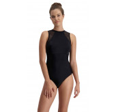 Mesh High Neck Swimsuit-Blk