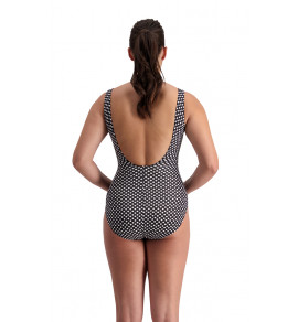 Polka Dot Mesh Neck Swinsuit