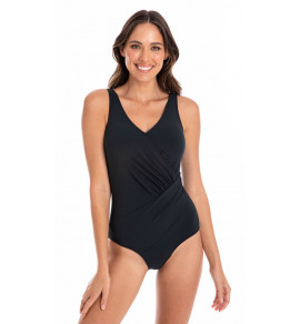 TOGS Black Surplice Swimsuit