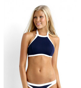 High Neck Bikini Tank -Navy